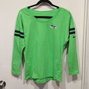Nike NFL Seattle Seahawks Women's Neon Green Tailgate Long Sleeve Top Sz S